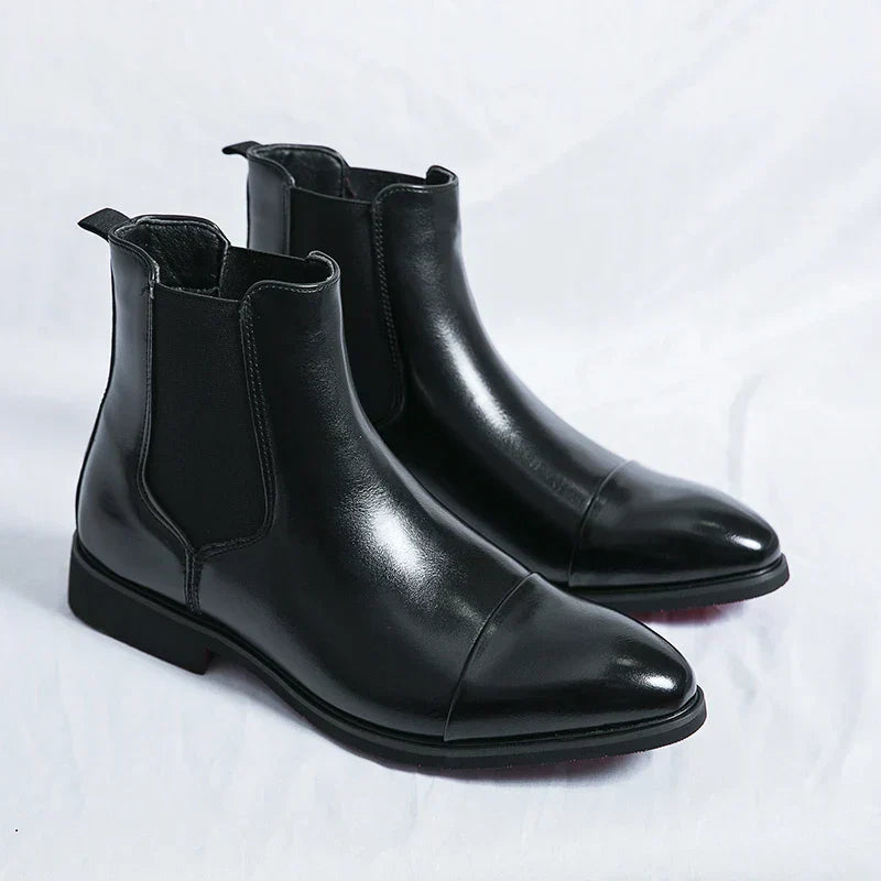 Léon Noir – Svarta Chelsea Boots med Röd Sula