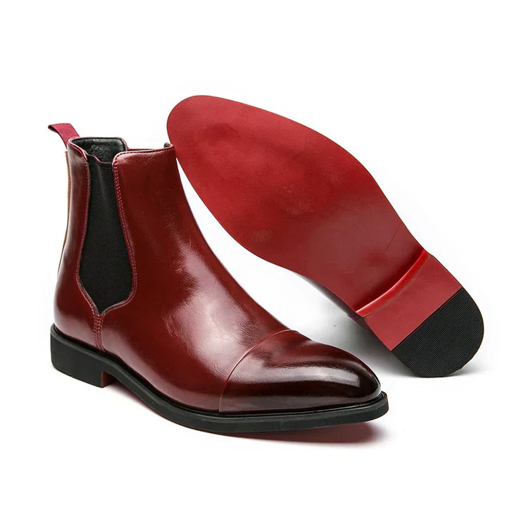 Léon Noir – Svarta Chelsea Boots med Röd Sula