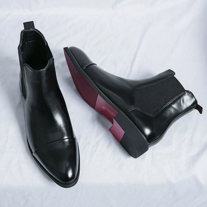 Léon Noir – Svarta Chelsea Boots med Röd Sula