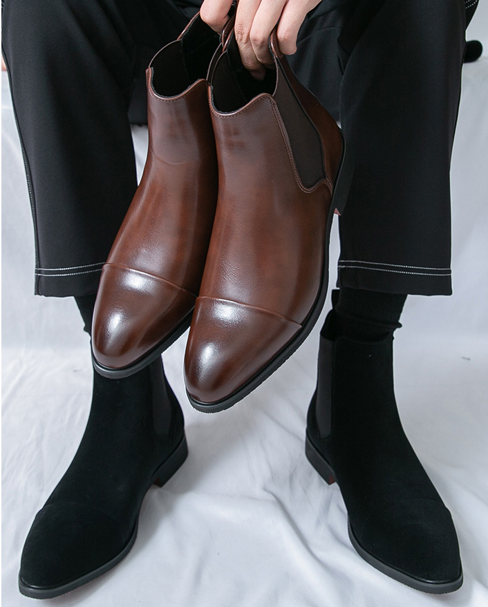 Léon Noir – Svarta Chelsea Boots med Röd Sula